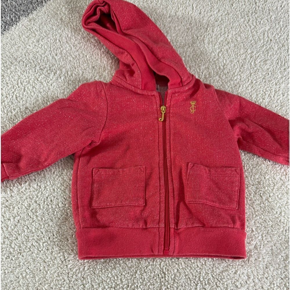 Juicy‎ couture Sweatshirt girls toddler Sz 6-12 month hoodie zip up Embroidered
